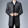 Men's Jackets Plus Size 6XL 7XL Medium Length Grey Coats Luxury Spring Autumn Solid Color Covered Breasted Business Classics Man Trench