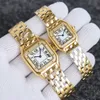 Wysokiej klasy seria gepardowa inkrustowani diamentowy kwarc zegarek para zegarek mężczyzn i kobiety zegarek damskie Diamond Sapphire Crystal Square Watch Sapphire Waterproof Waterproof Designer