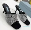 Sandali TriangleSexy garza strass decorativi Calico Scarpe eleganti da donna Designer di lusso Tacco in pelle liscia Tacco basso elegante Taglia