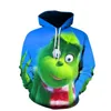 Nieuwe Designer Kerstgroen bontmonster 3D digitaal bedrukte herenhoodie met capuchon Geqilin groen hoofd Europa en de Verenigde Staten