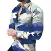 メンズカジュアルシャツ2023デジタルプリント長袖ファッションクロスボーダー