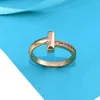 Ism Rings Jewelry T Fashion T-shaped Diamond Inlaid Titanium Steel Female Minority Design Grade Simple Colorless Couple Ring