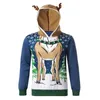 Męskie swetry w brzydkim świątecznym swetrze 3D Elk Print z kapturem dzianin men harajuku jumper pullover unisex dzianinowe zimowe ubrania