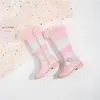 Botas 2023 outono inverno meninas arco-íris princesa moda crianças rosa joelho comprimento sapatos de pele de pelúcia 231207