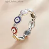 Anello solitario EVIL EYE Anello colorato turco Evil Eye in argento sterling 925 Micro pavimenta zircone Anello per donne Ragazze Uomini Gioielleria raffinata ES22 YQ231207