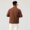 Erkek Ceket Bahar Sonbahar Erkekler Kahverengi Denim Ceket Moda Sıradan Pamuk Elastikiyet İnce Fit Kot Palto Erkek Marka Giysileri 231206
