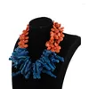 Pendentif Colliers Magnifique Orange et bleu sarcelle baroque corail collier mode perles de mariage africain fête bijoux de mariée 2023 PJW194