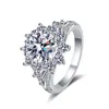 3ct Moissanite Engagement Ring for Women 925 Sterling Silver with Platinum Plated Diamond Band Promise Wedding