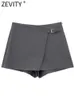 Frauen Shorts ZEVITY 2023 Frauen Mode Gürtel Design Asymmetrische Mini Rock Dame Seite Zipper Chic Pantalone Cortos QUN5454 231207
