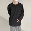 Men's T Shirts Mens Autumn Winter Personalized Pleated Long-Sleeve T-Shirts Genderless French Casual Loose Round Neck Solid Color Tops