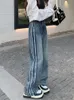 Damenjeans 2023 Y2K Mode Seitenstreifen gewaschene blaue Baggy-Hosen für Frauen Kleidung Gerade Dame Hip Hop Denim Hosen Pantalon Femme 231206