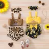 Conjuntos de roupas verão nascido bebê meninas roupas conjunto waffle sem mangas arco leopardo impressão top shorts crianças crianças 2 3 6 9 12 18 24 meses ano