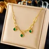 Collane con ciondolo DIEYURO Acciaio inossidabile 316L Cuore Verde Bianco Rosa Collana con zirconi per le donne Ragazza Moda Clavicola Catena regalo di gioielli