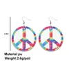 Dangle Earrings Pu Leather Wehoman Peace Mark Tie Dye US Flag Geometric Multi Color Fashion Jewelry Accessories Spring
