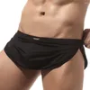 Cuecas homens casa calcinha casual shorts com bolsa de pênis tanga troncos elásticos roupa interior sexy recorte corte lado aberto hip boxer escroto