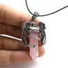 Pendant Necklaces Fashion Quartz Dragon Man Necklace Gem Stone Healing Crystal Hexagonal Lapis Amethysts Animal Vintage Jewelry For Women