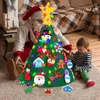 Decorações de Natal DIY árvore de feltro para crianças decorativas com flocos de neve de cana de doces brinquedos pré-jardim de infância sala de estar