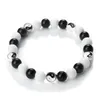 Strand Alliage Tai Chi Gossip Bracelet De Perles Hommes Yinyang Noir Blanc Pierre Naturelle Bracelets Charme Cadeau Pour Ami Couple Prière Bijoux