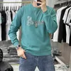 Men's Hoodie Teddy Bear Diamonds Round Neck Pullover Long Sleeved T-shirt Base Shirt Winter Fashion Clothes Cotton High quality Out Wear