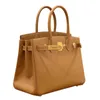 Bk äkta handväska helt hand sömnad väska original fabrik epsom palm läder bk30 lyx kvinnors guldbruna tyg axelväskor