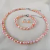 Hochzeitsschmuck-Sets, echte natürliche barocke Perlenkette für Frauen mit Edelstahl-Halskette, Armband, Ohrringen, Geschenk 231207