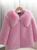 W dół płaszcz modx furtura zima dzieci dziewczyny odzież wierzchnia urocza pluszowa zagęszczone ciepłe, swobodne ubrania na 2-8-letni Q739