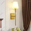 Wall Lamp American Creative Bathroom Mirror Lights Industrial Lighting Fixture White Textile LampShade Bar Corridor Loft Light