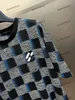 Xinxinbuy Men Designer Tee TシャツParis Checkerboard Letter Print Print Short Sleeve Cotton Women Black White Blue Grey Red XS-L