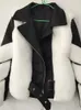 Женские куртки из искусственного меха, женская уличная лоскутная куртка из искусственной кожи с длинным рукавом, пушистое женское утепленное пальто 2023, зимняя роскошная свободная женская верхняя одежда 231207