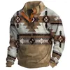 Camisolas masculinas vintage impressão com capuz casual botão moletom moda lapela streetwear pulôver para homens inverno oversized jaqueta topo