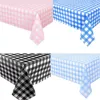 Red black and white checkered disposable plastic tablecloth rectangle waterproof and oilproof tablecloths