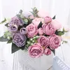 Decorative Flowers Wreaths Silk Artificial Flower Rose Peony Bouque Home Decoration Bridal Holding Wedding Decor Bouquet DIY Fake Arrangement 231207