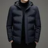 Herrenjacken High-End-Mode Daunenjacke Herren abnehmbarer Hut 2023 Winter Business Casual verdickte warme Baumwolle mit Kapuze winddichter Mantel 231207