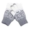 Guantes de punto, guantes de jacquard para pantalla táctil para mujer, guantes cálidos y gruesos de invierno