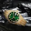 Wristwatches Men Watch Shiny Rhinestone Inlaid Hip Hop Stainless Round Dial Quartz Movement Luxury Business Wristwatch Jewelry