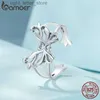Solitaire Ring BAMOER 925 Sterling Silver Lucky Four-Leaf Clover Adjustable Ring Horseshoe Opening Ring for Women Original Design Fine Jewelry YQ231207