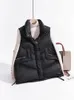 Coletes femininas Janveny Women's Puffer Down Vest Loose Feather Colete 90% Duck Down Grosso Gilet Feminino Zíper Sem Mangas Estilo Coreano 231207