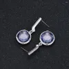 Boucles d'oreilles rondes en argent 925 avec diamant violet de 11 mm, à haute teneur en carbone artificiel