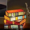 Decorative Objects Figurines Stained Glass Stacked Books Lamp Creative Nightlight Decoration Colorful Folding Book Light Table Ornament Night Lamp 231207