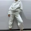 Kadın Hoodies Bahar Sonbahar Lady Hoodie ve Swearpant İki Parça Set Set Düz Renk Sıradan Y2K Sweatshirt Pant Kore Kış Giysileri
