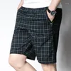 Men's Pants High Waist Casual Loose Plaid Shorts Men