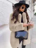 Women's Fur Faux Coat Women Purple Long Sleeve Lapel Winter Fashion Temperament Office LadyWhite Jackets Clothing Red