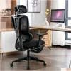 Bedroom Furniture Ergonomic Mesh Office Chair With 2D Adjustable Armrest High Back Desk Computer Black Drop Delivery Home Garden Dh14O