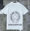 2023Mens Klasik T Shirt Kalp Moda Ch Yüksek kaliteli marka mektubu Sanskrit çapraz desen kazak tişörtleri Tasarımcılar Krom Krom Üstler Pamuk Tshirts I1SF