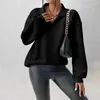 Women's Hoodies Women Sweatshirt Cozy Zipper For Thick Warm Pullover With Turn-down Collar Long Sleeve Mid Length Lady Fall