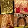 Strängar 300LED USB Gardin Fairy Light String Home Bedroom Outdoor Wedding Party Chile Decor Hanging 8 Lighting Mode Lamps