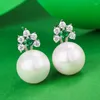 Kolczyki stadniskie Spring Qiaoer 925 Sterling Silver Pearl Lab Emerald Sapphire Studs Ear Studs for Women Fine Jewelry Gifts