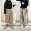 Broeken voor kinderen losse retro gestreepte corduroy gewatteerde casual broek winter jongens en meisjes verdikte warme wijde broek kinderen