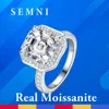 Anillos de boda SEMNI 50CT Asscher Cut Diamond Ring para mujeres 925 Sterling Silver Potente banda Joyería fina Regalo de fiesta de cumpleaños 231206