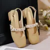 Tofflor Fashion Solid Color Sandals Women Baotou Medium Tjock Heel Gentle Belt Buckle Bekväma Single Shoes Women's 231207